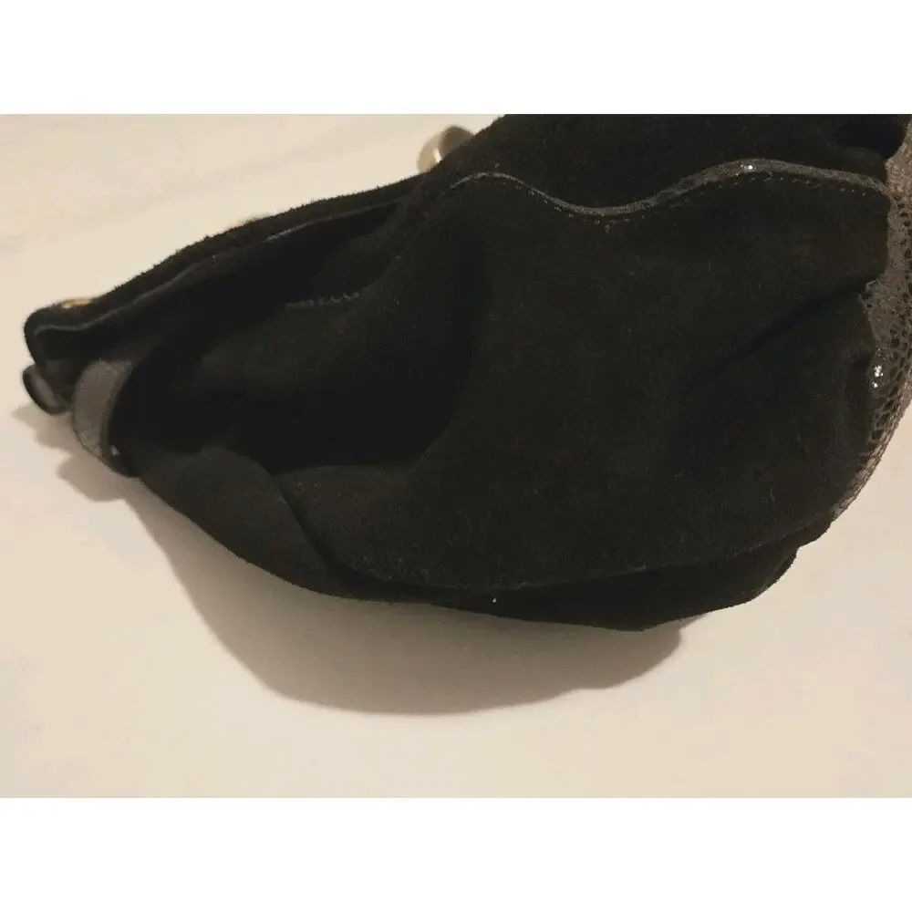 Vince Camuto Leather Animal Print Metal Handle Handbag 16x11x3 EUC